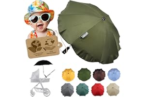 BambiniWelt by Rafael K. Sonnenschutz universal [Sonnenschirm für Kinderwagen] Buggy UV Schutz 50+ mit Universalhalterung biegsamer Schirm für Rund- und Ovalrohre verstellbar (olive)