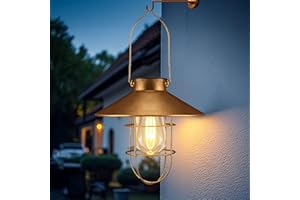 PEARLSTAR Solar Lanterns Hanging Lights Outdoor Vintage with LED Edison Bulbs Upgrade Waterproof Christmas Solar Garden Lights 8.4 Inches Vintage Effect for Garden Yard Patio Pathway Tree Decor (1 Pack Bronze)
