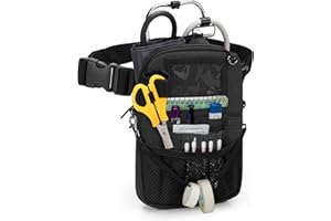 Trunab Torba Pielęgniarska Weterynarska z Wieloma Kieszeniami, Torba Pielęgniarki z Regulowanym Paskiem Biodrowym na Stetoskop, Nożyczki i Inne Artykuły Medyczne, Czarna