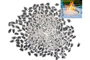 FIREBRANDDIRECT Clear Smooth Fire Glass Beads 1kg (2.2lb) Tempered For Gas Fire, Electric Fire, Firepit, Ethanol Burner. Sparkling Glass Art and Crafts By Firebrand Direct