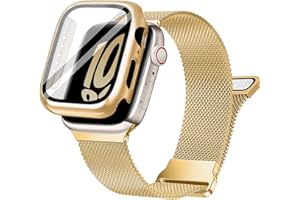 Ocaer Kompatibel mit Apple Watch Armband mit Gehäuse 40mm 41mm 42mm 44mm 45mm 46mm, Metall Magnetisch iWatch Armband für Apple Watch SE Series 11 10 9 8 7 6 5 4, Edelstahl Mesh Loop (Gold, 40mm)