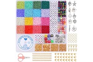 BLINGFUN 8100PCS 3mm perline colorate kit per braccialetti，400pcs alfabeto lettere per gioielli e mestieri con corde elastiche, ciondoli, ganci aragosta e altri materiali artigianali fai da te (3mm)