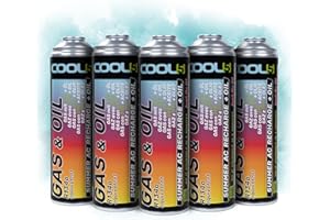 COOL5 recharge gaz de remplacement r134a, réfrigérant de remplacement r134a pour climatisation automobile - 5 boîtes 2en1, 290 g + APC 500ml