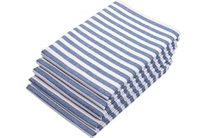 ZOLLNER Juego de 5 paños de Cocina de algodón en 50x70 cm - paños de Cocina Muy absorbentes y duraderos - Lavables hasta 60°C - en Rayas Azules - Calidad hostelería - Certificado Oeko Tex®