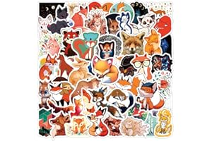 FOCRI 50 pegatinas de vinilo impermeables para botellas de agua, portátiles, diseño de zorro para niños y adolescentes