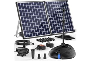 Biling Pompa solare per laghetto con filtro 50 W, 2100 l/h, filtro solare per laghetti e cascata fino a 4000 l, fontana solare per esterni, giardino, piscina, gioco d'acqua
