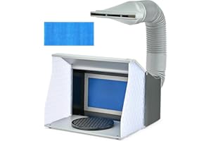 CO-Z Airbrush Spray Booth with Dual Fans & 4 LED Lights, Folding Painting Booth with 19.5 cm Turntable, Portable Hobby Air Brush Booth with 140 cm Exhaust Hose for DIY Painting Model Craft Cake More