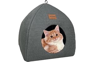 Whiwhi Cama tipo cueva para gatos para interiores con cojín extraíble lavable plegable portátil para gatos 40 x 40 x 35 cm
