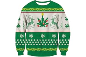 RAISEVERN Śmieszna brzydka świąteczna bluza z nadrukiem 3D, na Boże Narodzenie, z Mikołajem, z długim rękawem, dla kobiet i mężczyzn