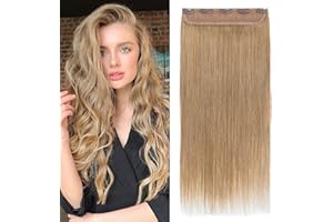 Silk-co Extension Capelli Veri Clip Fascia Unica #27 Biondo Scuro Double Weft 80g Capelli Umani Lisci 40cm Clip in Extension Remy Hair 3/4 Full Head