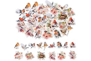 SHANFAA Cute Red Robin Bird Stickers,30Pcs PET Transparent Robin Bird Stickers for Scrapbooking Journal Laptop Phone Case Guitar Skateboard Helmet Bike Car,15 Designs