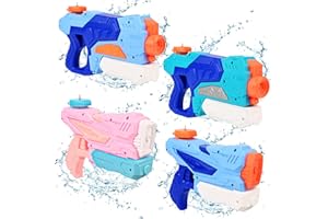 Pistolet à Eau Puissant pour Enfants, Euakee 4 Pièces Fusils à Eau avec Grande Portée de 8 Mètres et Capacité de 500ML, Idéal pour Bataille d'eau à la Piscine ou à la Plage en Été