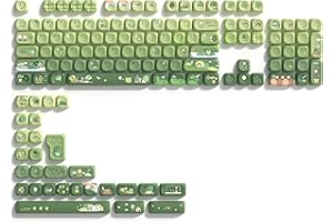 dagaladoo Matcha Green Frog Tastenkappen-Set, PBT-Tastenkappen, 60%, 75%, 100%, Farbsublimations-Tastenkappen, MOA-Profil für mechanische Tastatur, kompatibel mit ANSI/ISO, TKL, Full-Size-Layout