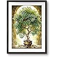 GravityEffects - Money Tree Wall Art, Digital Vastu Painting in Frame, Trendy Office, Home Decor, Prosperity Tree Painting (Black, 11.5x14.5 Inch Frame with Art Print)