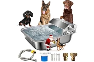 BIUBIUSOT Dispensador automático de Agua de 1.5 galones/5.7 L para Perros, Bebedero automático para Perros para Interiores y Exteriores, comedero de Cuenco de Agua de Acero Inoxidable para Ganado, Mascotas