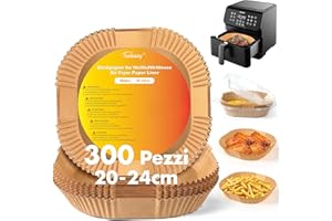 TUSEASY Papel Freidora Aire, 300 Piezas 20cm Papel Air Fryer Cuadrado, Accesorios 5-7L Freidora Aire, Molde Papel de Horno Desechable Antiadherente para COSORI Cecotec 5,5L 6L