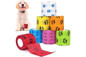 aurorayer 7 Stück Selbstklebende Bandage 5cm*4,5m Selbsthaftende Verband,Fixierbinde Selbstklebender Verband Hund Pet Vet Wrap für Katze,Hund,Pferd Bein Klebeverband