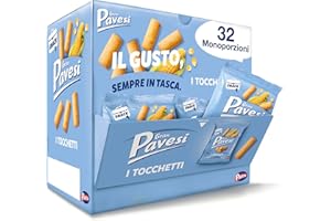Gran Pavesi Snack Tocchetti, Snack al Mais Cotti al Forno, Senza Olio di Palma, Snack Salato e Gustoso, Confezione da 32 Pacchetti