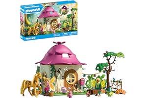 PLAYMOBIL | Magic Unicorns | Feenzuhause mit Goldeinhorn und Stall | Mit leuchtender Girlande für magische Nächte | Kreatives Spielzeug für Kinder ab 4 Jahren | 71838