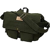 ROUGH Canvas Cotton Messenger Bag,15'' laptop/YKK metal zipper/Antique hardwares/Vintage/Highly Durable/Unisex/Sustainable/Ha
