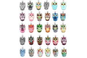 Thinp 30 Ciondoli a Forma Di Gufo Smaltato, Colorati per Realizzare Gioielli, Ciondoli a Forma Di Gufo in Metallo, Graziosi Ciondoli, Orecchini, Bracciali E Forniture Artigianali Di Natale, Smalto