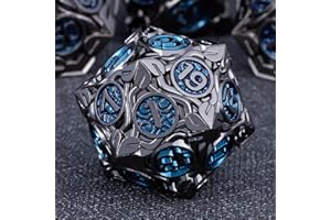 KERWELLSI Metal DND Dice Set with Gifts Box, Black Blue Polyhedral & RPG Dungeons and Dragons D&D Dice, 7Pcs Magic the Gathering Role Playing Gaming Dice D20 D12 D10 D8 D6 D4