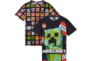 Minecraft pojkar rund hals t-shirts, mjukt andningsbart material paket med 2 pojkar presenter