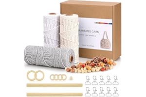 ‎BIXUFCAI Makramee Garn 2mm x100m 3er Set 100% Baumwollkordel Natur Natürliche Baumwoll Bastelschnur Makramee Baumwollgarn für DIY Basteln Stricken Boho Deko Wandbehang Dekoration Blumenampel Deko Vorhang