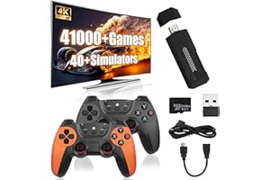 XIXIMENG X2 UItra Game Stick 4K Aufladbarer Drahtloser Controller,58000/41000/30000 Spieles 50/40/30 Emulatoren HD Video Game Console Double Wireless 2.4G Controller Retro Konsole (128G)