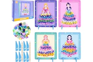 Homgaty Prezenty dla dziewczynek 3, 4, 5, 6, 7, 8 lat, 4 sztuki, kreatywny zestaw do majsterkowania, malowanie ręczne dla dzieci, Poke Art DIY phoframe do samodzielnego ubierania księżniczki