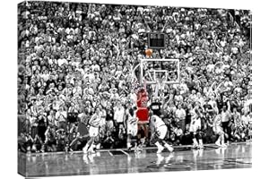 canvashop Quadri Michael Jordan 50X35 cm Last Shot Quadro Su Tela Canvas Bianco e Nero Stampe Da Parete Moderni Soggiorno