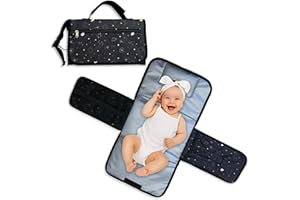 Weebub 3 in 1 Baby Travel Changing Mat – Lightweight, Waterproof & Foldable – Soft Padded Head Cushion with Carry Handle & 3 Storage Pockets – Portable Nappy Changing Mat – Baby Travel Essentials