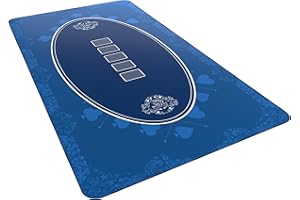 Bullets Playing Cards | Tapis de Poker Bleu Casino Design 140x75cm | Surface Lisse Antidérapante, Qualité Casino, Lavable & Hydrofuge