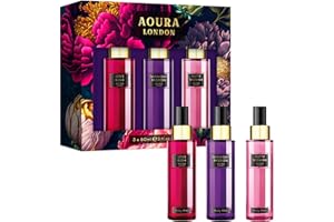 AOURA LONDON Trio Womens Body Mist Gift Set, with Midnight Passion, Love Rush, & Pretty Woman, Body Spray Set for Women (3x60ml)