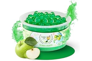 Bubble Tea Express – Fruchtige Popping Boba Perlen Green Apple 490g | Bubble Tea Perlen mit fruchtigem Geschmack | Vegan, Glutenfrei, Laktosefrei | Fruchtsaftperlen mit Algenhülle…