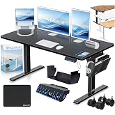 KESSER&reg; Height Adjustable Electric Desk, Ergonomic Standing Desk, 3 Function Memory Control, Incl. 360&deg; Wheels and USB Chargi