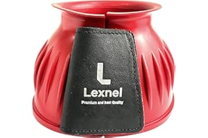 Lexnel Rubber Horse Bell Boots – Durable Overreach Protection & Secure Hook-and-Loop Closure (Red, X-Large)