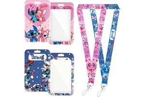 Powmag Lot de 2 étuis pour carte d'identité - Porte-carte d'identité - Porte-carte d'identité - Motif dessin animé - Pour étudiants, enseignants, enfants, adultes