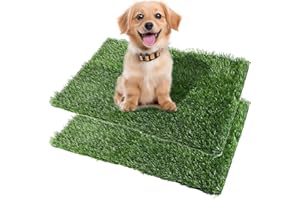 LOLYSIC 2 Stück Kunstrasen Hundeklo Balkon, welpentoilette，Hundetoilette Balkon Trainingsunterlage, Trainingsmatte für Welpen, Ersatzrasen mit Kunstrasen Outdoor Ideal für Wohnung & Balkon (63 *51 cm)