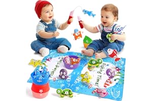 EURYUNG Gra wędkarska Montessori od 1,2 roku życia – zabawka dla dzieci do nauki liczenia, sortowania kolorów, rozpoznawania kształtów, zabawka motoryczna dla niemowląt, zabawka motoryczna dla niemowląt