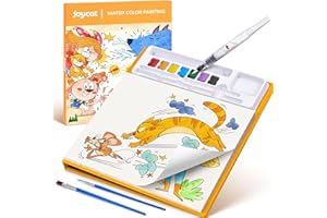 JoyCat Livre de coloriage avec peintures à l'eau pour tout-petits de 3 à 8 ans, kit de peinture aquarelle, pour arts et bricolage, jouet éducatif, cadeau d'anniversaire pour garçons et filles