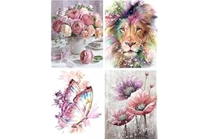 DUGEHO 4P 5D Diamond Painting Full Set,5D Diamant Bilder mit Zubehör Schmetterling Blume DIY Malerei für Home Wall Wand und Eingang Dekorationen(30×40cm)