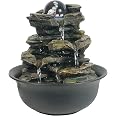 Heart Of Nature Indoor Water Fountain With LED Lights & Spinning Glass Ball - USB Powered, 21x25x14cm, Relaxing Home Decor