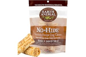 Earth Animal No-Hide Small Snack Naturali Senza Pelle aromatizzati al Cervo Snack da Masticare a Lunga Durata per Cani | Snack per Cani di Piccola Taglia (Confezione da 1)