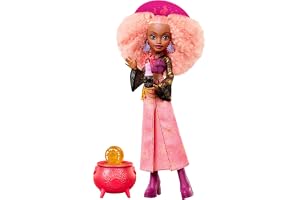 Monster High docka, Moonspell Magic Rae Lumina | Solhäxa i rosa kjol med kittelöverraskning och tillbehör som ljus, hatt och