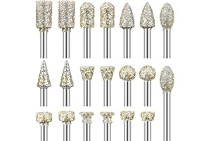 YURINWOO Set Punte Diamantata per Pietra, Frese Diamantate Punte Montate Abrasive con 1/8 pollici(3 mm) Gambo Utensili Rotanti per Intagliare Rettifica fai da te, Lucidatura, Incisione(20 pezzi)