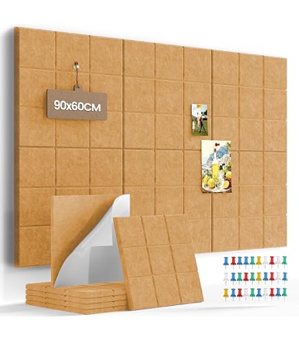 Tableau Mémo écologique Go4Cork Tableau D'affichage En Liège Sans Cadre Carré - 17,5 X 17,5 | Tableau Mémo En Liège écologique Multicolore Réversible | Décoration Pour L' Organisation Au Bureau, à La