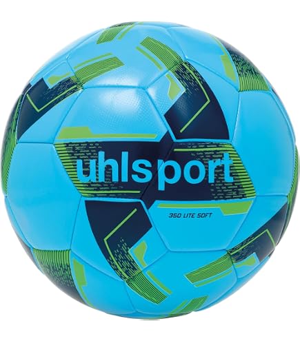 Uhlsport 350 Lite Synergy – Ballon De Foot Junior 10-12 Ans, 350g, Jaune Fluo/Bleu/Vert, Taille 4