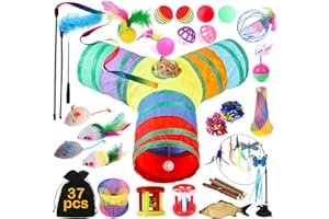 TAVADA 37 Pièces Kit pour Chat - Jouets Animaux Domestiques avec Balle, Jeux, Boule et Tunnel pour Chaton