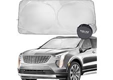 kinder Fluff Car Windshield Sun Shade with Storage Pouch | The only Certified Foldable Sunshade Proven to Block 99.87% UV Ray